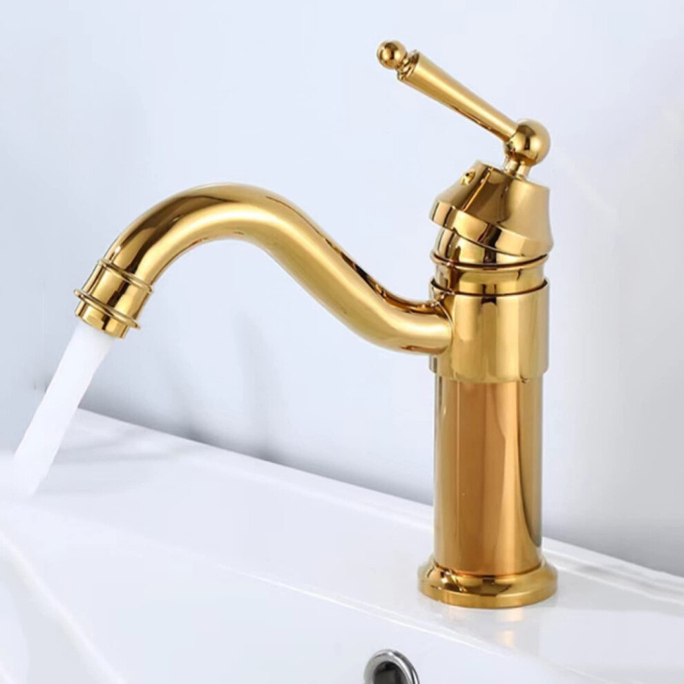 Basin Mixer Tap Retro Antique, Hot And Cold Water, 360 Degree Swivel Spout, Single Hole Faucet 9339159672204