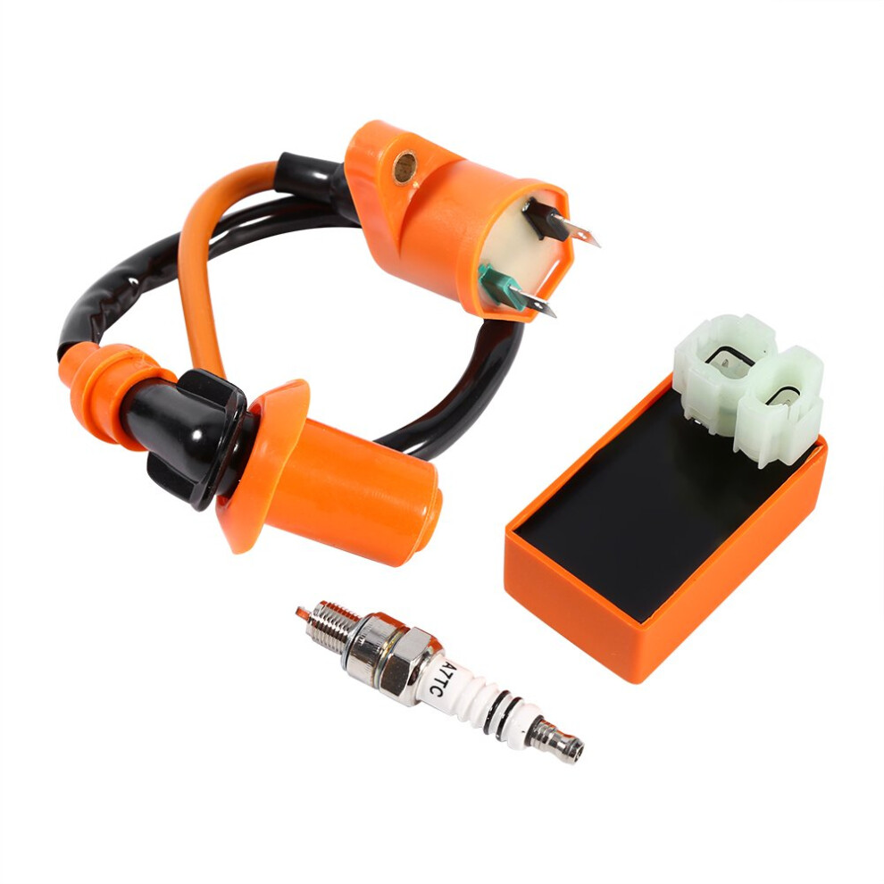 Ignition Racing Coil, Cdi Box Unit Ignition Coil Spark Plug For Gy6 Atv Scooter, Orange 9105992640256