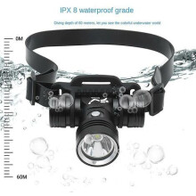 Linterna frontal de buceo profesional, superbrillante, 1000 lúmenes, resistente al agua IPX8, larga duración, 3 modos de iluminación, grado