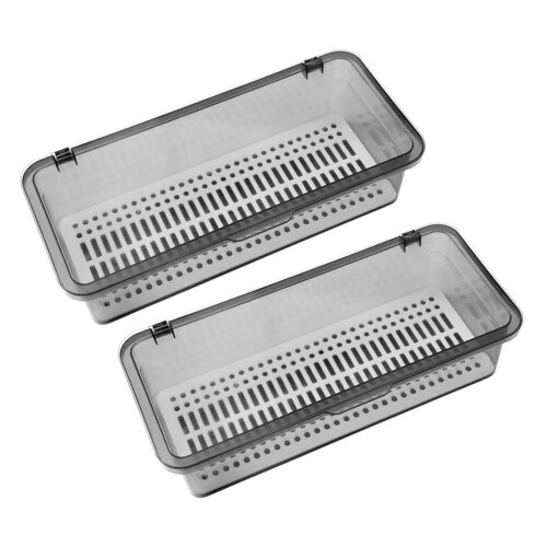 Chopstick Holder With Lid 2 Pack PP Material Large Capacity Drainage Tray Kitchen Drawer Flatware Organizer