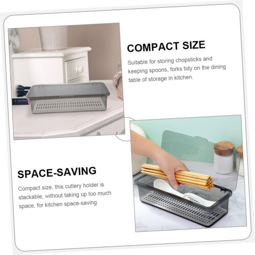 Chopstick Holder With Lid 2 Pack PP Material Large Capacity Drainage Tray Kitchen Drawer Flatware Organizer 2