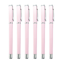 6 Stück Metall-Kugelschreiber mit Stiftclip, schnell-Rosa