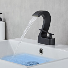 1256 Brass Hot and Cold Single Hole Mount Single Handle Waterfall Bathroom Faucet Gun Grey Waterfall Style Finish