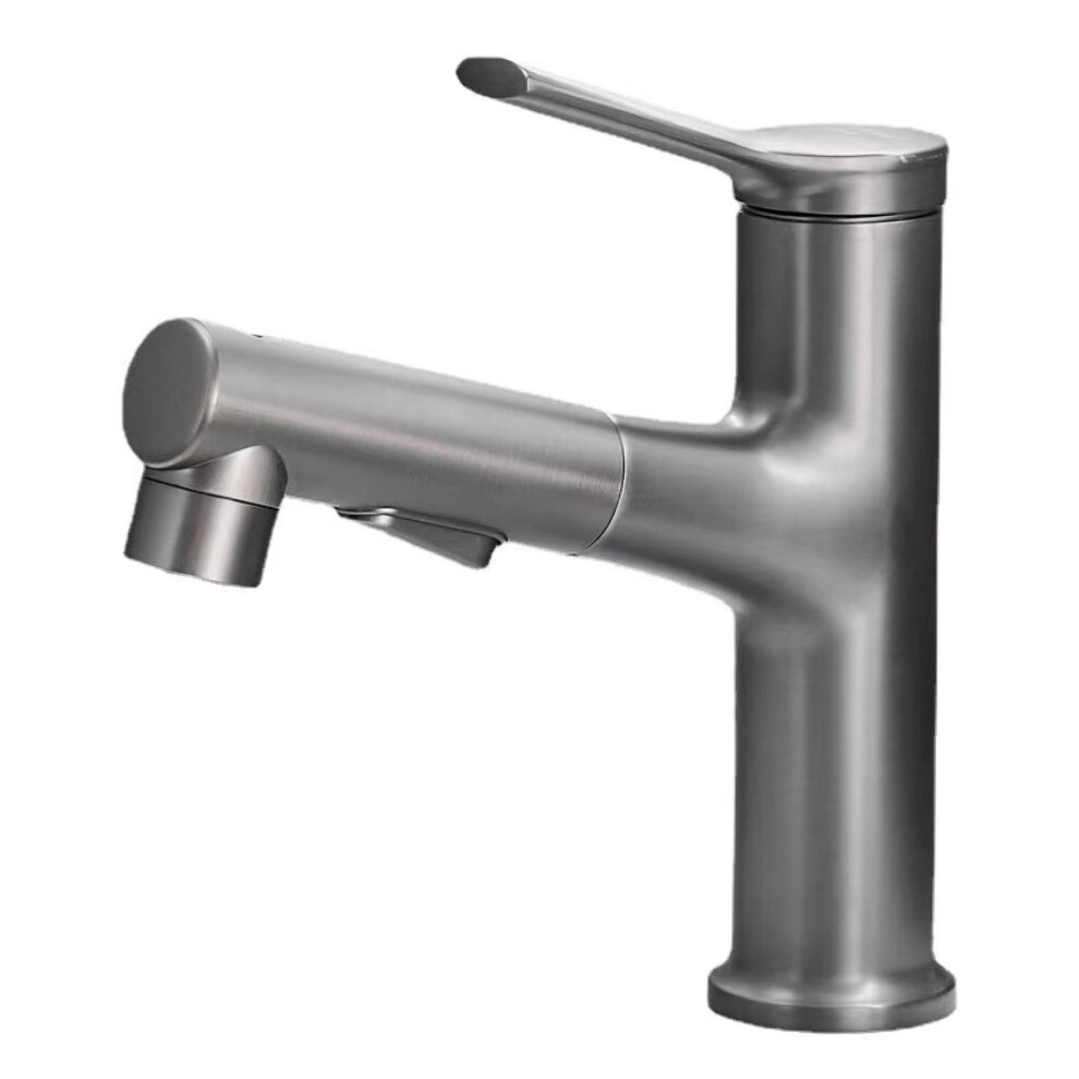 Pull Out Bathroom Mixer Basin Tap Brass Gun Gray Single Handle Three Water Flow Modes Hot And Cold Water Faucet 9001264189266