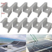 Light and robust end clamps made of aluminum alloy for secure mounting of solar modules on various roofs, 10 pieces (for 40 mm length 50 mm)