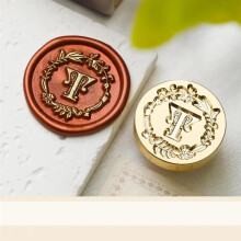 Wax Seal Stamp Set Flower Wreath Letter Series English Sealing Wax Brass Carving Wax Seal Envelope Decoration Wax Stamp Style T