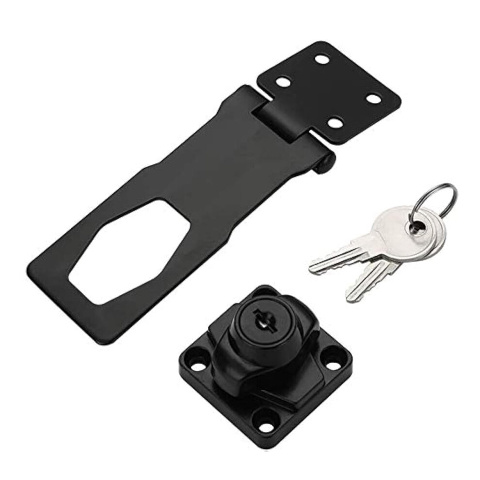Keyed Hasp Locks For Cabinet Door, Twist Knob Keyed Locking Hasp With Concealed Screws And Anti-Rust And Anti-Corrosion Coating, Safety Lock Door Lock 9436597710656