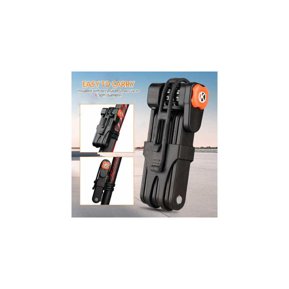 Bicycle Code Lock With Folding Design, Folding Bike Lock 4 Digit Password Anti-Theft For Mountain Bike And Urban Commuters, Heavy Duty Bicycle Securit 9436597646856