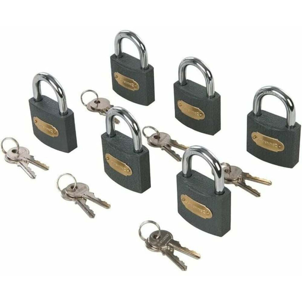 Padlock Collection, Anti-Drill Lock Core Offers Superior Protection Against Break-Ins, Convenient Same Key Design For Multiple Locks, 50Mm, Pack Of 6 9436597646726