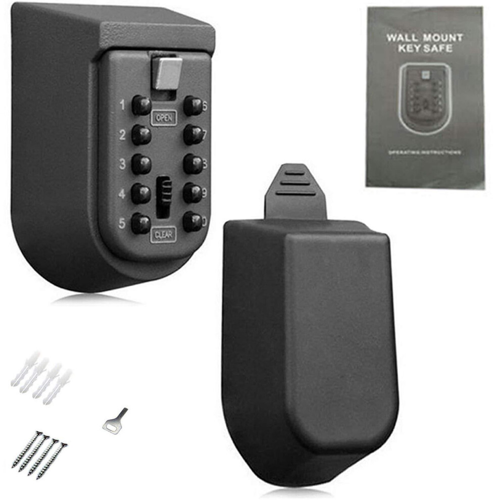 Wall Mounted Key Safe Outdoor, Weather Resistant Push Button Combination Lockbox With 10 Digit Code, Secure Key Storage For Spare House Keys, Combinat 9060116404773