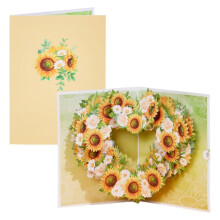 Wedding postcard, popup greeting card with envelope, flowers, Valentine's gifts