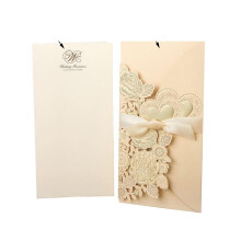 Invitation cards wedding 5/10 pieces lasercut, love hearts, ribbon, bridal party (Gold Cover Insert,10pcs)