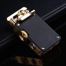 Oil Lighter Leather Vintage Kerosene Lighter, Refillable Trench Style, Windproof Rocker Arm, Grinding Wheel Lighter