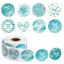 Elegante Dankeschön-Aufkleber, einzigartiges Premium-Design mit blauer Aquarell-Schrift und „Danke“-Aufdruck, dekorative Versiegelung für
