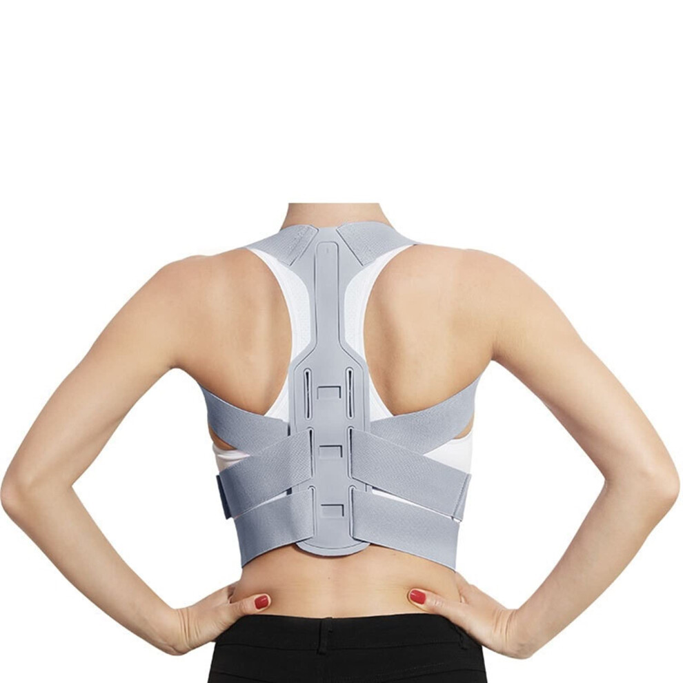 Back Corrector Brace Adjustable Posture Belt Clavicle Spine Shoulder Lumbar Correction Corset GrayA Size S