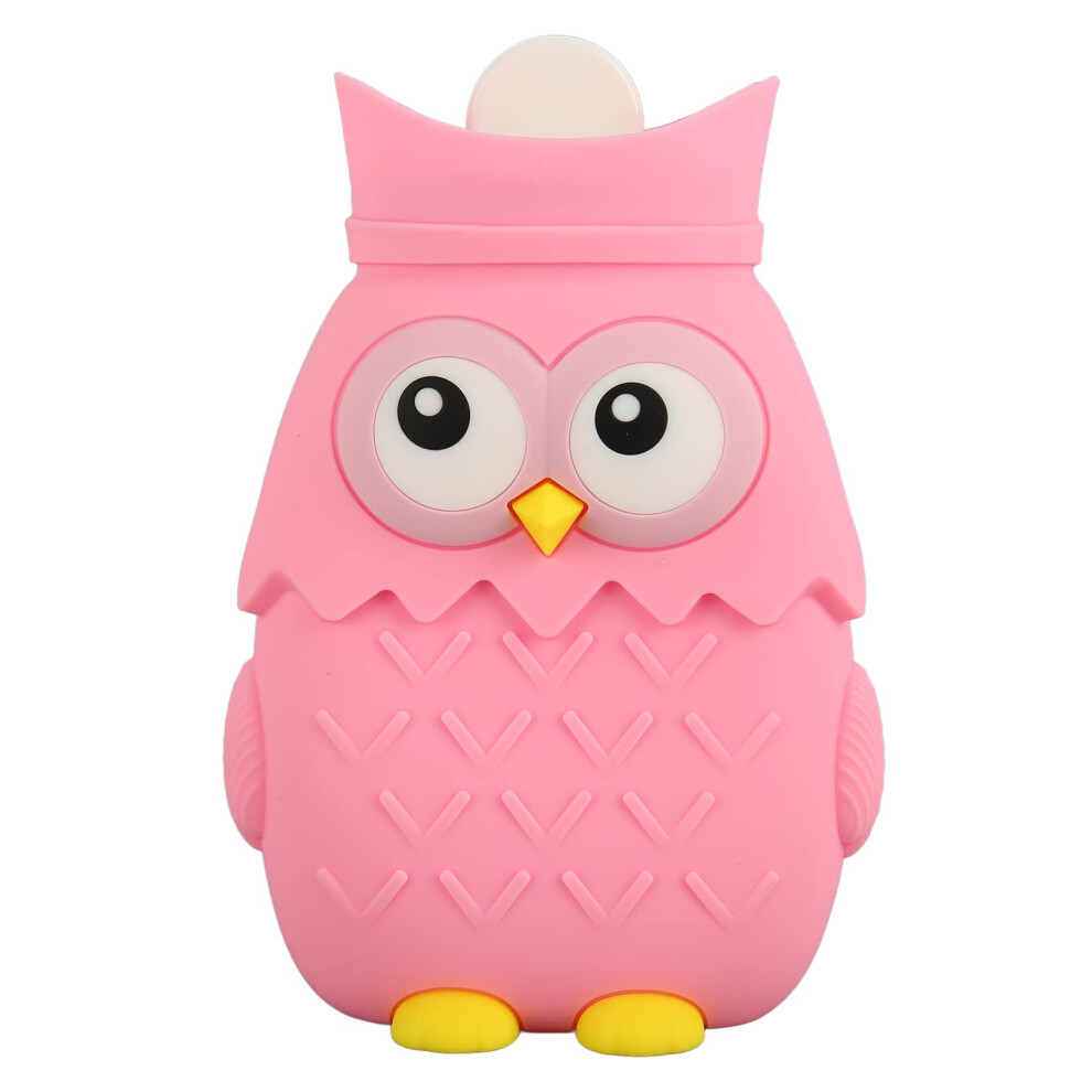 Pink Warm Water Bottle, Silicone Hand Warmer, Microwave Heating, 400 Ml, Owl Shape, Portable Warm Water Bottle, Water Injection Design