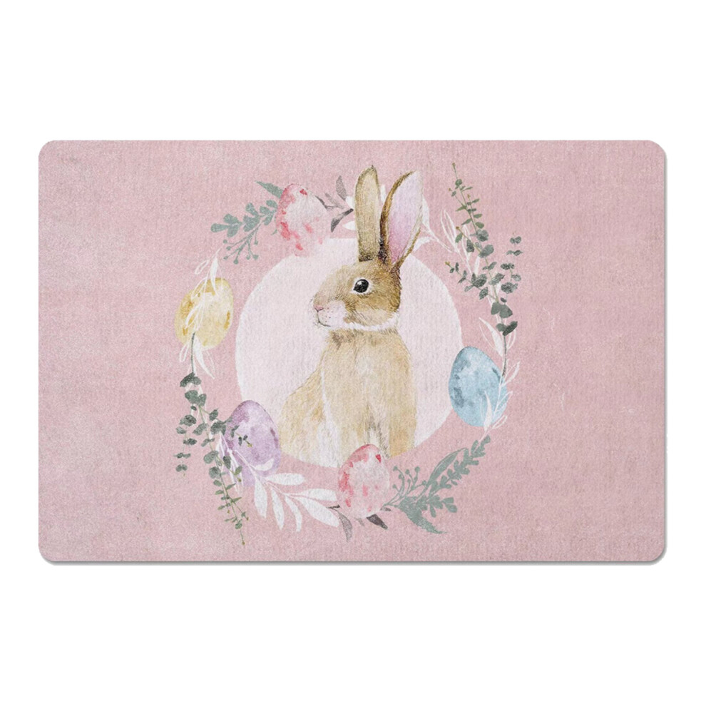 Welcome Mat With Bunny Motif, Durable Easter Entrance Mat For Indoor Outdoor Spaces, Premium Material Floral Design Doormat, Versatile Utility Holiday 9198585786400