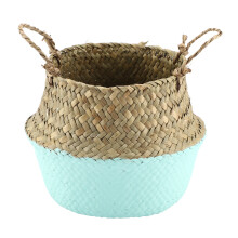 Coș de picnic țesut manual, coș decorativ din iarbă de mare naturală cu mânere, pentru utilizare în interior și exterior, robustă și