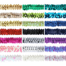Stretch Sequin Trim 2cm Wide 20 Colors Washable Dressmaking Decoration Kiwi Green