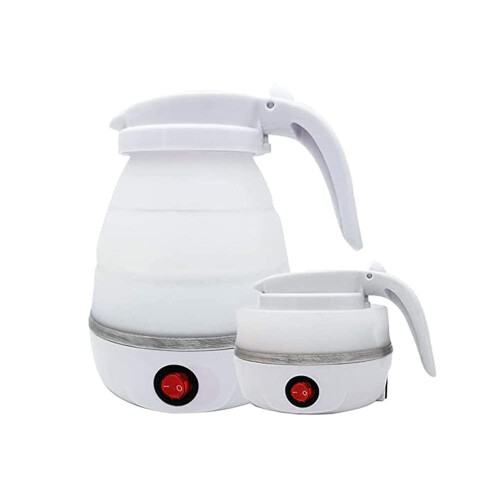 Foldable Electric Kettle, 0.6L Mini Silicone Travel Kettle (White)