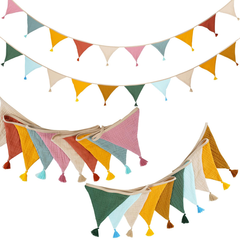 Pack of 2 Bunting for 's Room, 2.6 m Muslin Cotton with Tassels, Garland Decoration
