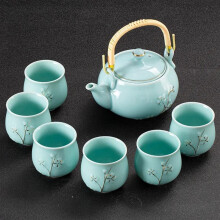 Chinese Tea Set  7Piece Ceramic Teaware, Porcelain Teapot, Kettles, Tea Cups, Handmade, Color A, Tea Ceremony