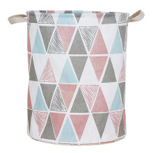 Cesto para roupa suja infantil, organizador de brinquedos com estampa de triângulos rosa e cinza, 1 unidade, grande capacidade, dobrável,