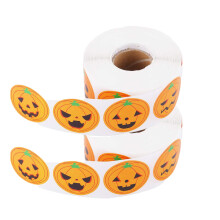 Selbstklebende Halloween-Kürbisaufkleber, leicht abziehbar und rückstandsfrei, ideal zur Dekoration. Die farbenfrohen Kürbisetiketten sind mit