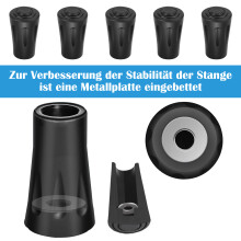 Puntas de repuesto para bastones de trekking, plástico resistente al desgaste y con absorción de impactos, con placa metálica integrada, tamaño