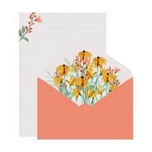 Wedding card 6piece stationery set with flower envelopes, Kawaii stationery, wedding greeting card envelope, invitation envelope set (Sunflowers)