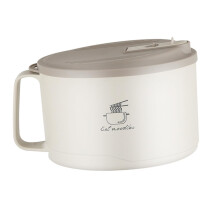 Instant Noodle Bowl with Lid Stainless Steel Ramen Bowl Beige PP