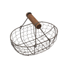 Eierkorb aus Draht im Vintage-Stil, dekorativer Drahtkorb für die Arbeitsplatte, Küchenorganizer aus Eisen mit Holzgriff für Obst und Gemüse
