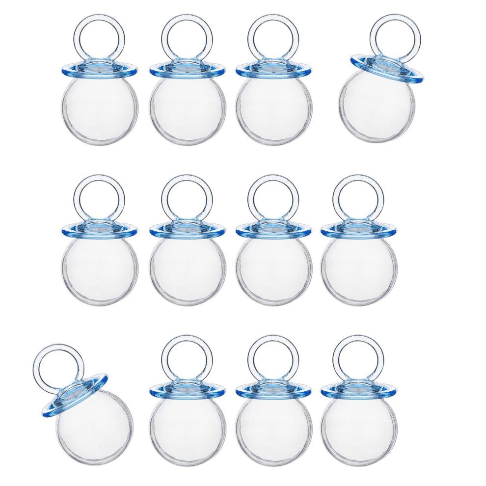 Pack Of 12 Fillable Pacifier Shape Candy Boxes For Baby Shower Favors And Christening Decor Blue