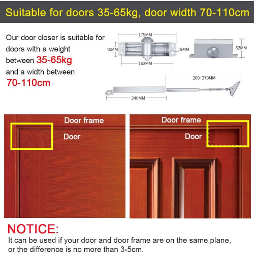 Hydra Door Closer Ulique, Αυτόματο Κλείσιμο Πόρτας με Φινίρισμα Αλουμινίου με Ρυθμιζόμενες 1