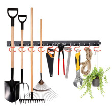 Garden Tool Holder, Adjustable Wall Mount for Garden Tools, SpaceSaving Tool Organiser for Garages, 64 Inch Storage System with 20 Hooks and 4 Rails