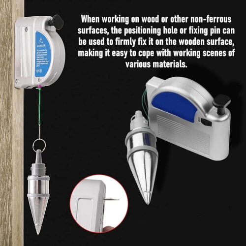 Retractable Plumb Bob, Auto Stretch Line Quick Stabilize Magnetic Tool (1 Piece) 2