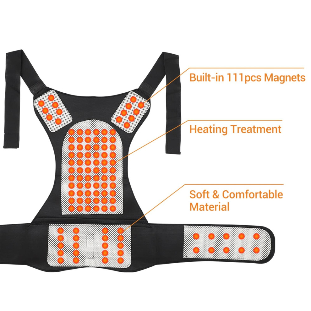 Back Corrector Tourmaline Shoulder Lumbar Back Support Magnets SelfHeating Therapy Posture Corrector Size M 111Magnet