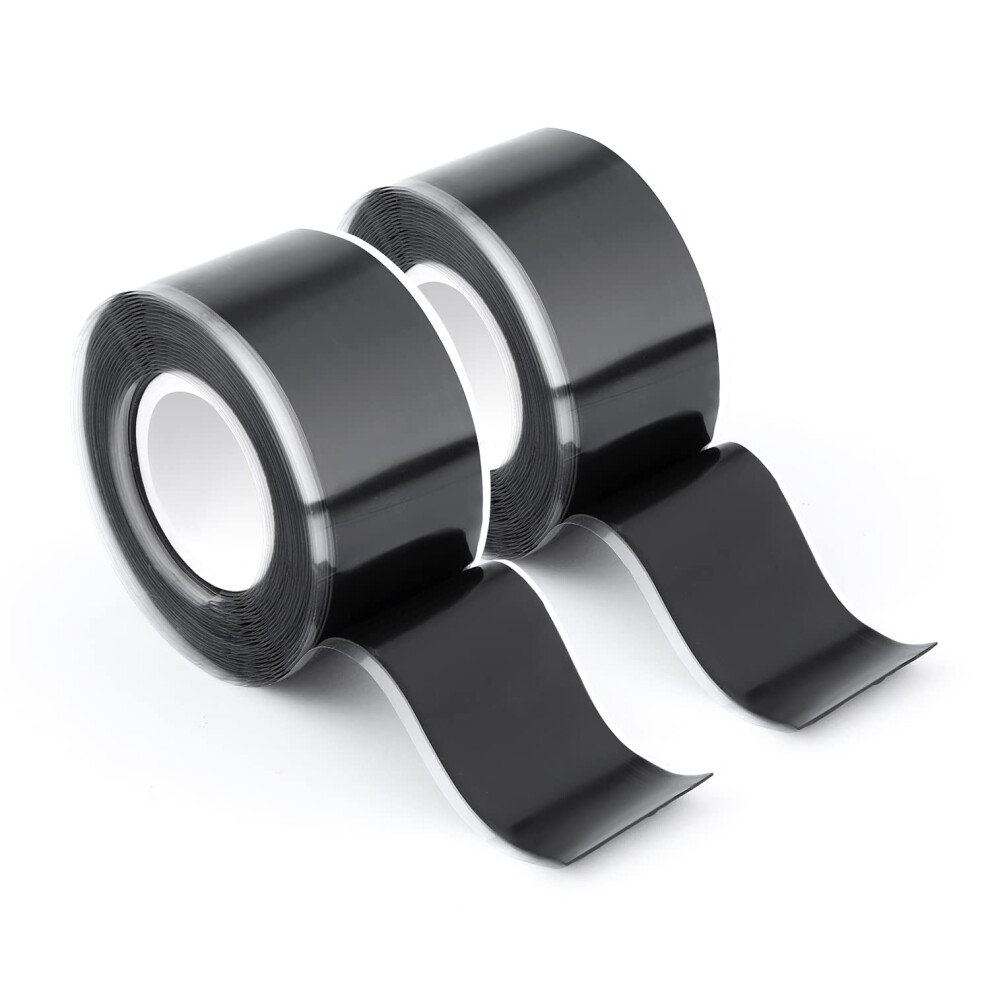 Selfwelding Silicone Tape 3M X 2.5Cm 2 Rolls For Pipe Leaks Repair (Black) 9105992692804
