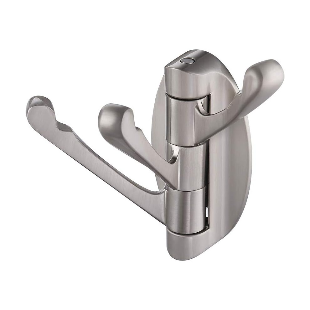 Space-Saving Design For Easy Installation, Solid Metal Construction Swivel Arm Triple Coat Hook With Folding Hook Brushed Nickel Finish Bathroom Kitch 9436597591156