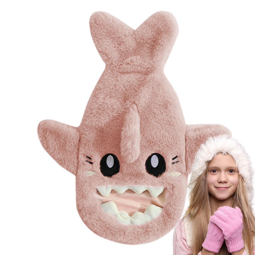 Hot Water Bottle with Bag  Cartoon Shark Shaped Pocket Hand Warmer  Winter Hot Water Bottle Pink