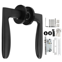Reversible Non-Locking Lever Set, Modern Classic Matt Black Design For Interior Passage Door Hardware, Durable Ergonomic Door Accessories, High-Qualit