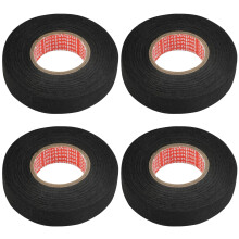 Pack of 4 Car Fabric Tape, Black, 19 mm x 12 m, Wiring Harness Tape