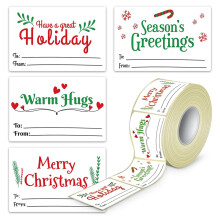 Kerstcadeaulabels, feestelijke decoratieve etiketten, gemaakt van hoogwaardig kraftpapier met perfecte kleefkracht, laat geen resten achter bij