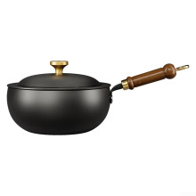 Uncoated Wrought Iron Frying Pan Flat Bottom Noodle Pot HandHammered Cast Iron Skillet 26x11cm For Home Cooking