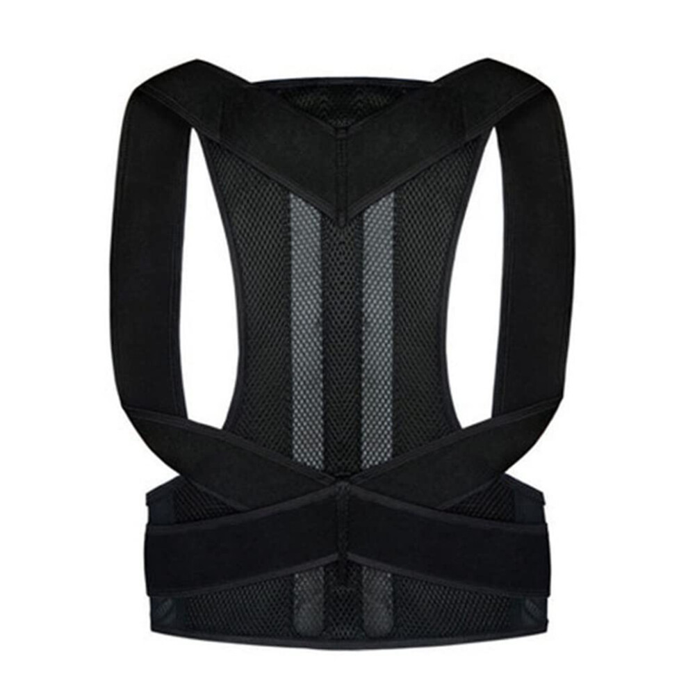 Black Posture Corrector Adjustable Back Support, Nylon Elastic Shoulder Brace, Unisex Back Belt Corset, Xxl