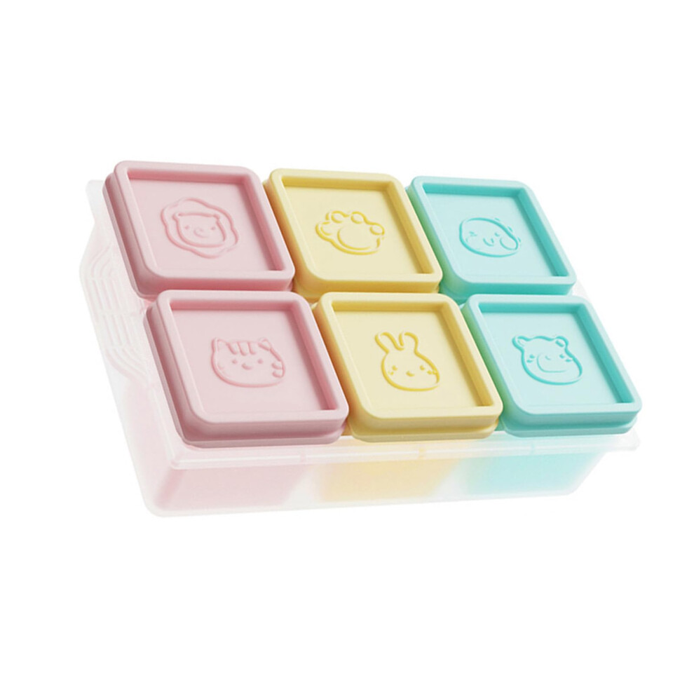 Silicone Freezer Tray 6Section With Sealed Cover For Handmade Puree Ice Cubes Snacks And Meal Prep Containers