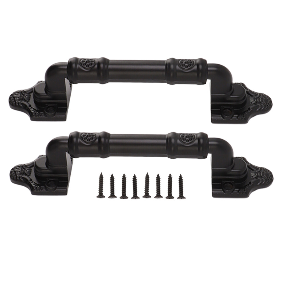 Antique Black Finish Barn Door Handle, Sliding Door Pulls With Heavy Duty Steel Hardware, Perfect For Rustic Style Decor In Multiple Applications (Set 9436597714791