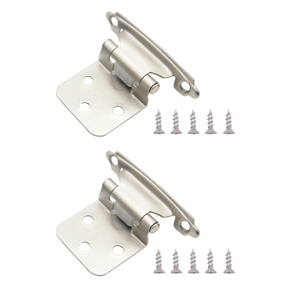 Heavy Duty Steel Construction, Satin Nickel Finish Self-Closing Overlay Cabinet Hinges for Kitchen Cabinets, Easy Installation with Electroplating Pro