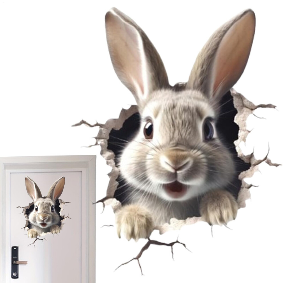 Bunny Walls Sticker, Removable Rabbit Wall Decal, PVC Wall Decor For Nursery, Kids Room, No Adhesive