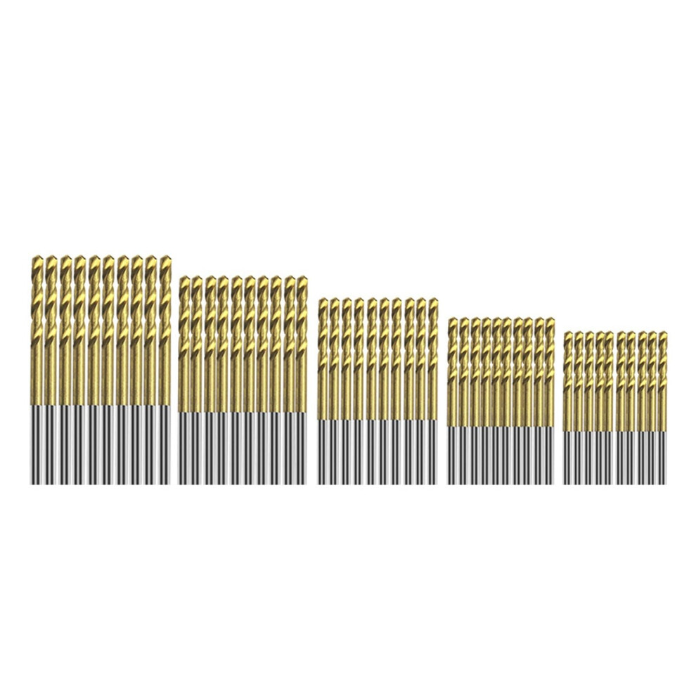 Coated Drill Bits Hss Speed Steel Set 1Mm 1.5Mm 2Mm 2.5Mm 3Mm Round Shank 50Pcs 9339159678305